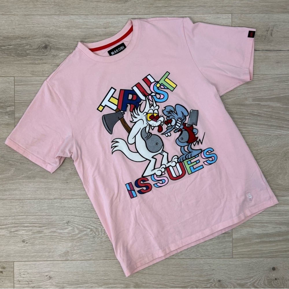 Maxom Pink Cartoon Graphic Short Sleeve Tee